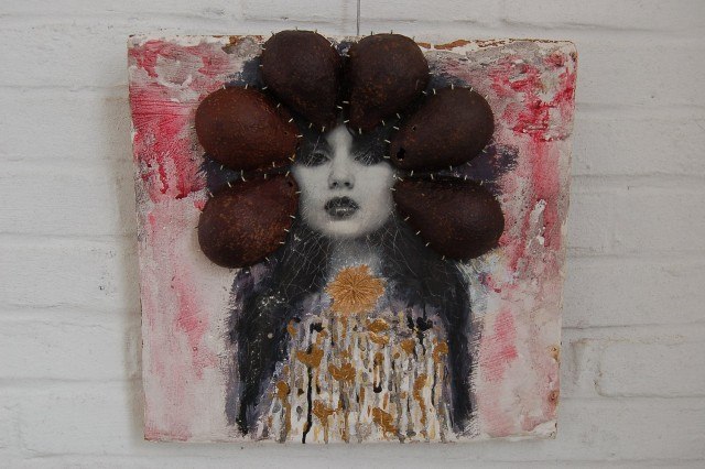 Mixed media wandobject Geisha 2013